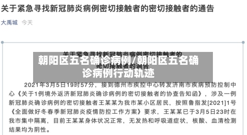 朝阳区五名确诊病例/朝阳区五名确诊病例行动轨迹