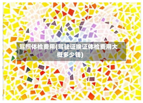驾照体检费用(驾驶证换证体检费用大概多少钱)-第3张图片