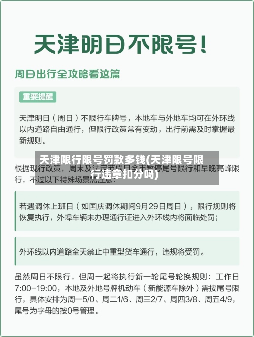 天津限行限号罚款多钱(天津限号限行违章扣分吗)