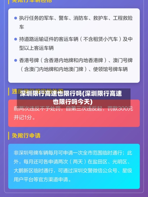 深圳限行高速也限行吗(深圳限行高速也限行吗今天)