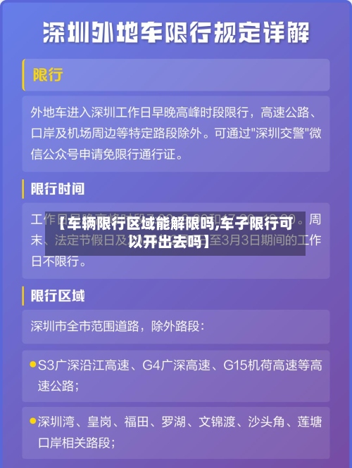 【车辆限行区域能解限吗,车子限行可以开出去吗】