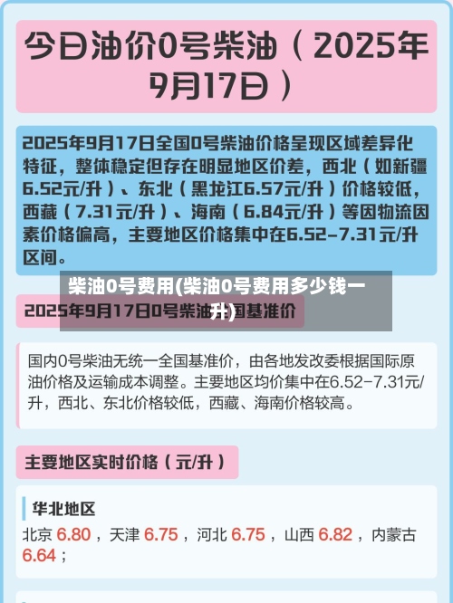 柴油0号费用(柴油0号费用多少钱一升)