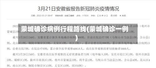 蒙城确诊病例行程路线(蒙城确诊一例)