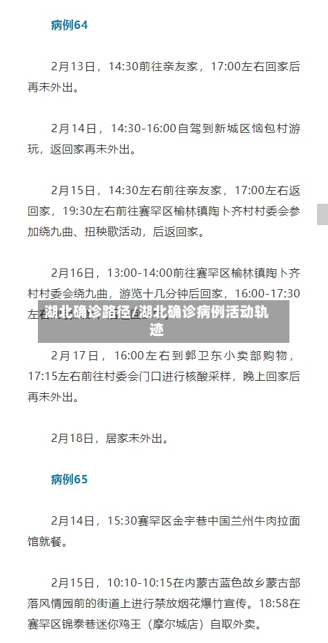 湖北确诊路径/湖北确诊病例活动轨迹