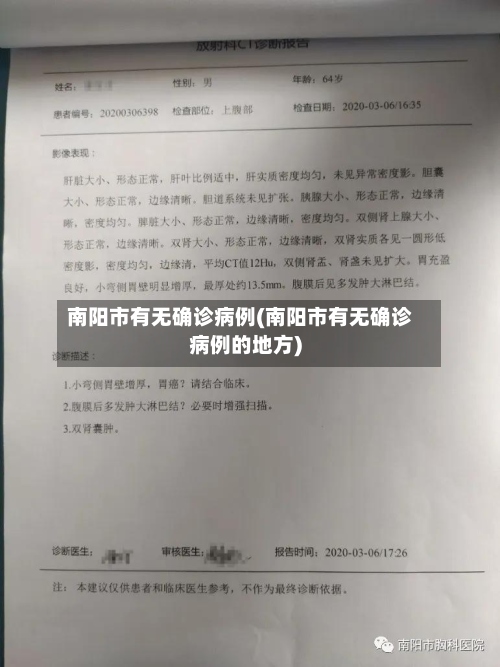 南阳市有无确诊病例(南阳市有无确诊病例的地方)