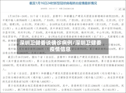 深圳卫健委谈确诊病例/深圳卫健委疫情信息