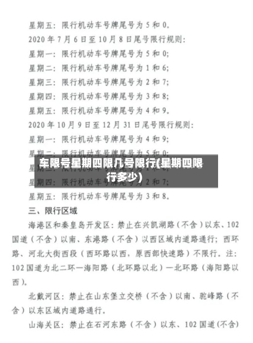 车限号星期四限几号限行(星期四限行多少)