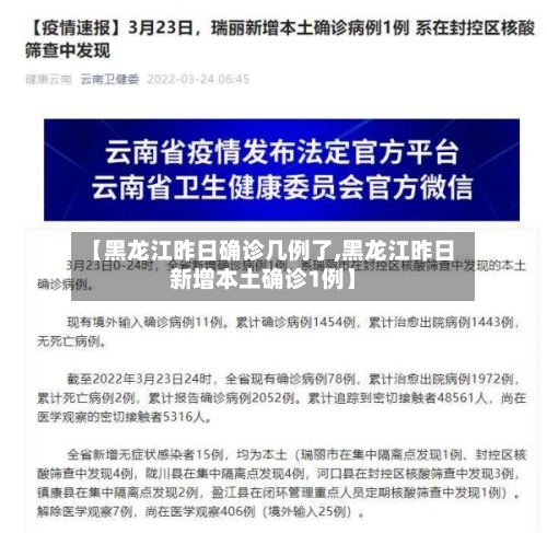 【黑龙江昨日确诊几例了,黑龙江昨日新增本土确诊1例】