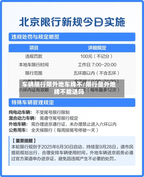车辆限行限外地车牌不/限行是外地牌不能进吗