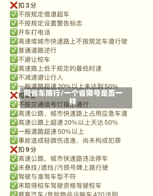 同省车限行/一个省限号是否一样