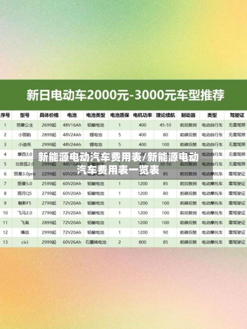 新能源电动汽车费用表/新能源电动汽车费用表一览表-第2张图片