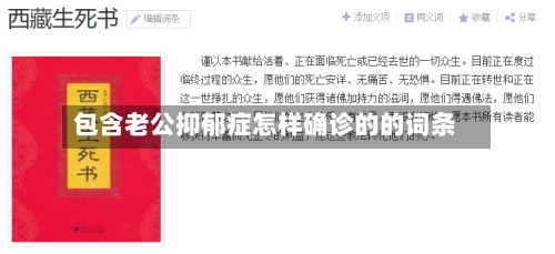 包含老公抑郁症怎样确诊的的词条