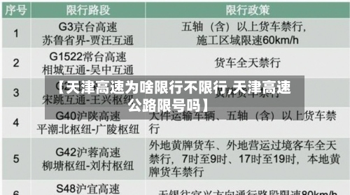 【天津高速为啥限行不限行,天津高速公路限号吗】
