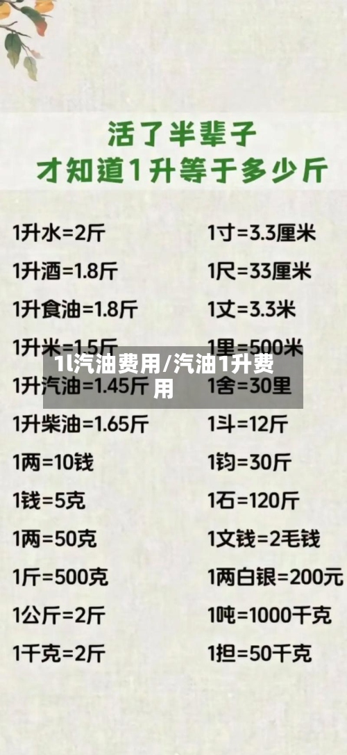 1l汽油费用/汽油1升费用