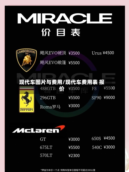 现代车图片与费用/现代车费用表 报价