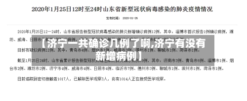 【济宁一共确诊几例了啊,济宁有没有新增病例】-第2张图片
