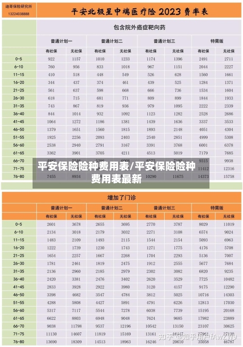 平安保险险种费用表/平安保险险种费用表最新-第2张图片