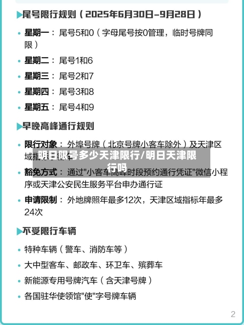 明日限号多少天津限行/明日天津限行吗