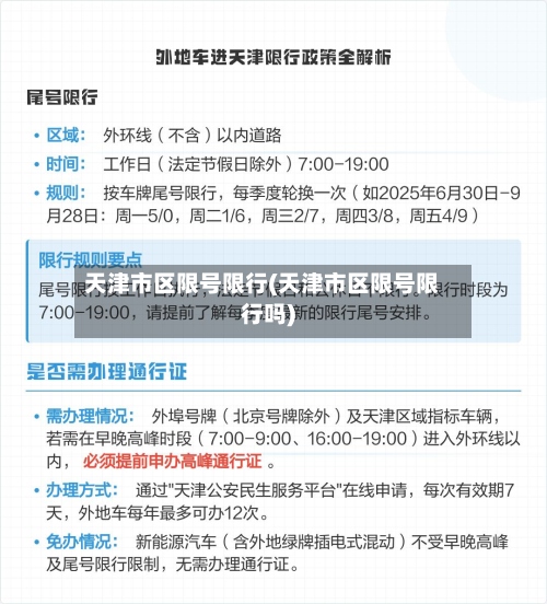 天津市区限号限行(天津市区限号限行吗)-第2张图片