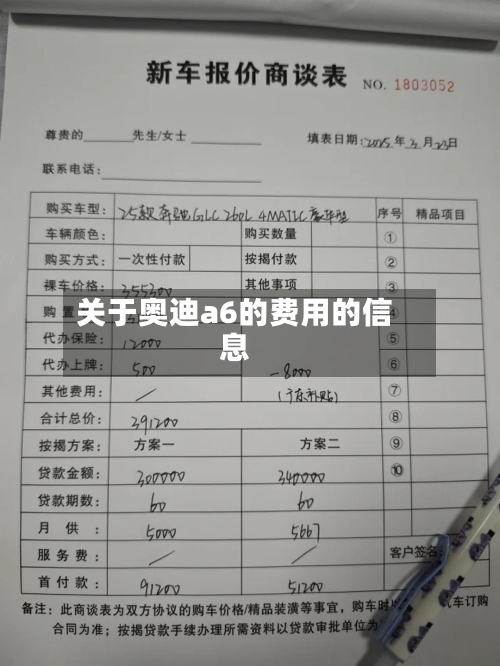 关于奥迪a6的费用的信息