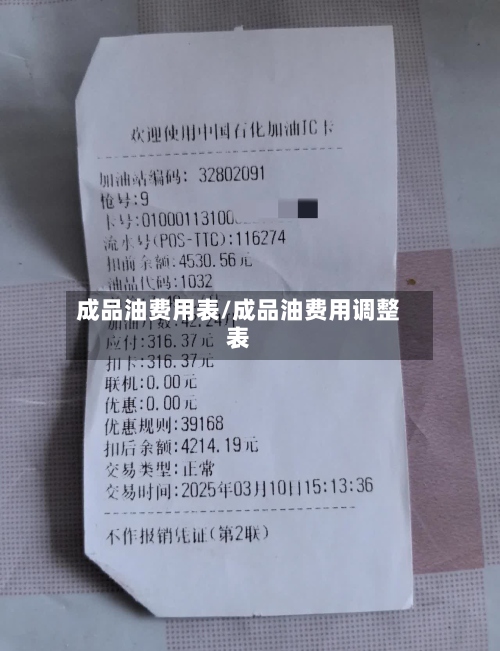 成品油费用表/成品油费用调整表-第2张图片