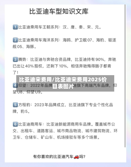 比亚迪宋费用/比亚迪宋费用2025价目表图片-第3张图片