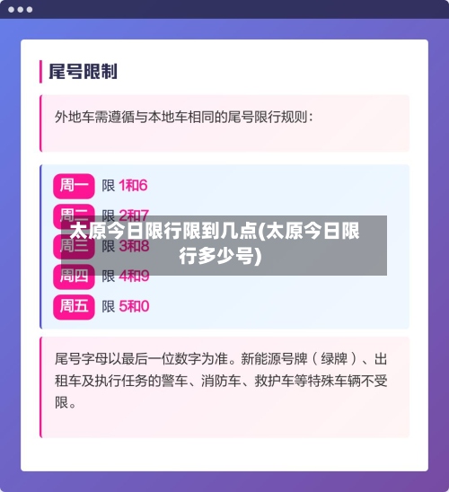 太原今日限行限到几点(太原今日限行多少号)