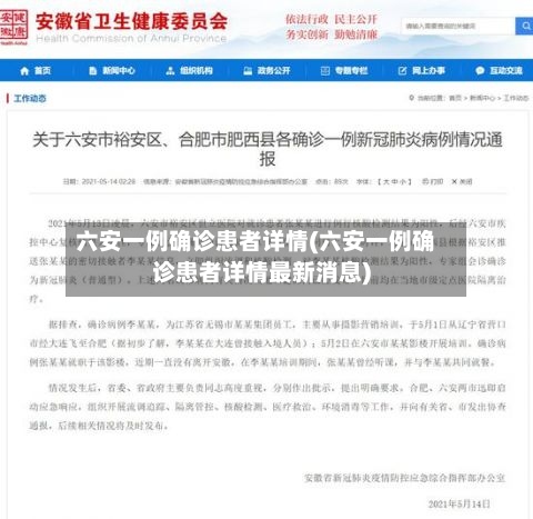六安一例确诊患者详情(六安一例确诊患者详情最新消息)