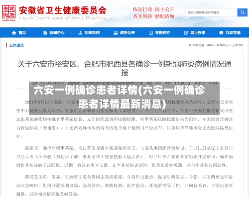 六安一例确诊患者详情(六安一例确诊患者详情最新消息)-第2张图片
