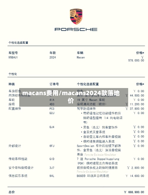 macans费用/macans2024款落地价