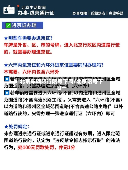 北京车辆限行限号下周/北京限号下周一