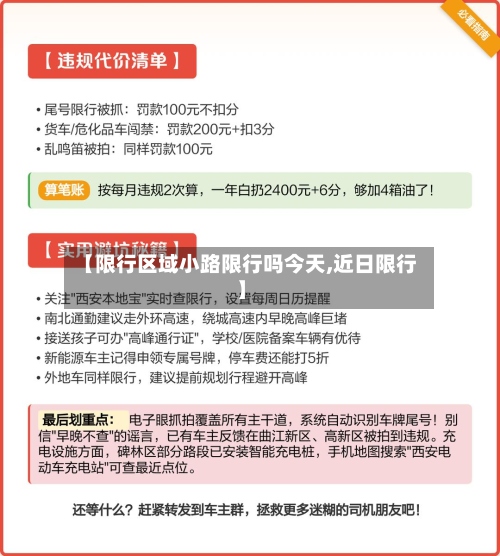 【限行区域小路限行吗今天,近日限行】