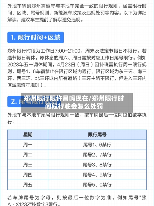 郑州限行限许昌吗现在/郑州限行时间段行驶会怎么处罚