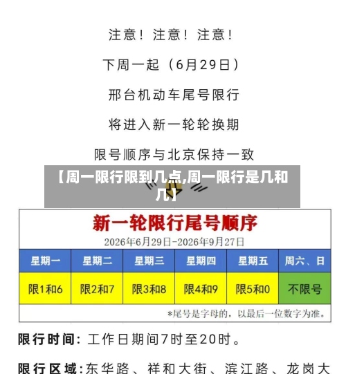 【周一限行限到几点,周一限行是几和几】