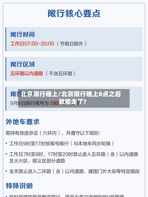 北京限行晚上/北京限行晚上8点之后就能走了?