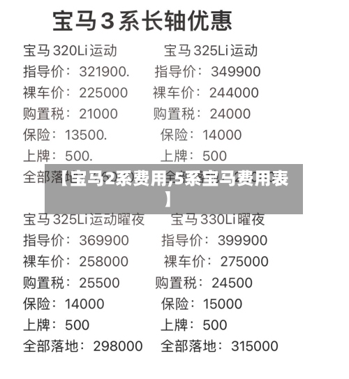 【宝马2系费用,5系宝马费用表】