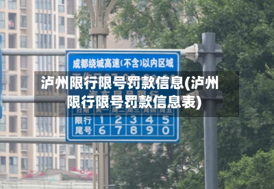 泸州限行限号罚款信息(泸州限行限号罚款信息表)-第2张图片