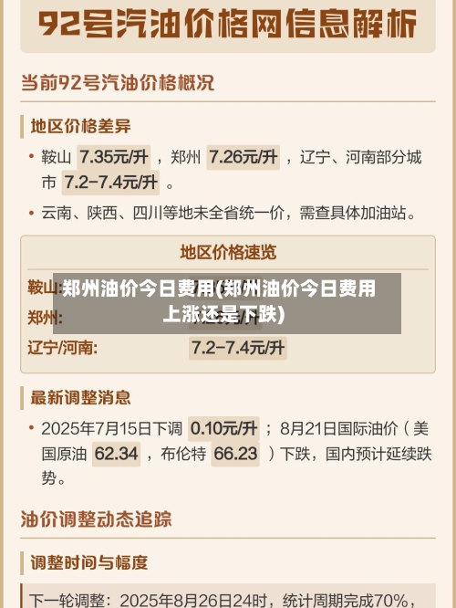 郑州油价今日费用(郑州油价今日费用上涨还是下跌)