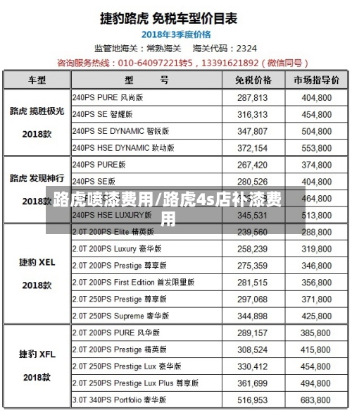 路虎喷漆费用/路虎4s店补漆费用-第3张图片