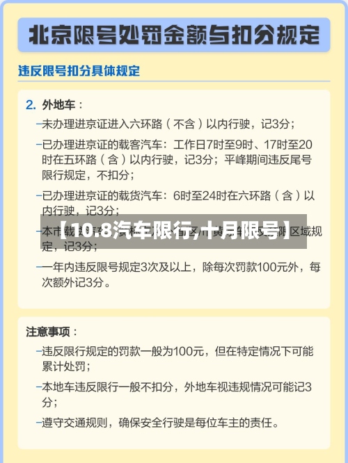 【10.8汽车限行,十月限号】