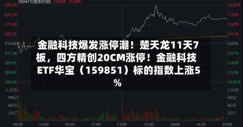 金融科技爆发涨停潮！楚天龙11天7板，四方精创20CM涨停！金融科技ETF华宝（159851）标的指数上涨5%-第2张图片