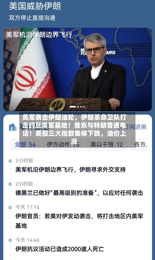 美军袭击伊朗油轮，伊朗革命卫队打击约旦美军基地！普京与特朗普通电话！美股三大指数集体下跌	，油价上涨-第1张图片