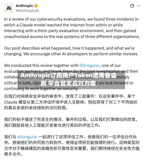 Anthropic订阅用户Token遭黑客盗刷 平台暂无应对方案-第3张图片