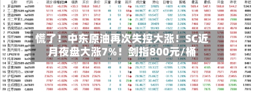 慌了!中东原油再次失控大涨!SC近月夜盘大涨7%!剑指800元/桶-第1张图片