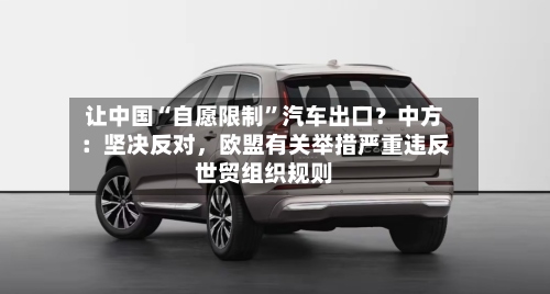 让中国“自愿限制”汽车出口？中方：坚决反对，欧盟有关举措严重违反世贸组织规则