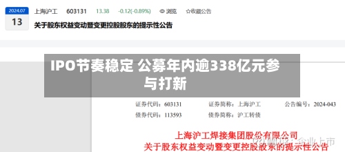 IPO节奏稳定 公募年内逾338亿元参与打新