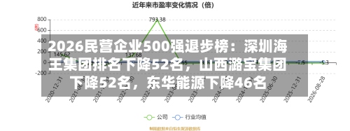 2026民营企业500强退步榜：深圳海王集团排名下降52名，山西潞宝集团下降52名	，东华能源下降46名-第2张图片