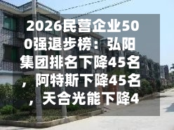 2026民营企业500强退步榜：弘阳集团排名下降45名	，阿特斯下降45名，天合光能下降43名-第3张图片