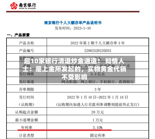 超10家银行清退炒金通道！ 知情人士：是上金所发起的，实物黄金代销不受影响-第2张图片