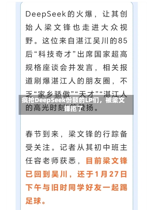 疯抢DeepSeek份额的LP们，被梁文锋拒了-第2张图片